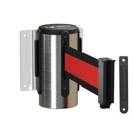 Montour Line Retr Belt Barrier Removable PSS Metal Wall Mt 8.5' Bk/R H Belt WM115-PS-BRH-RM-M-85